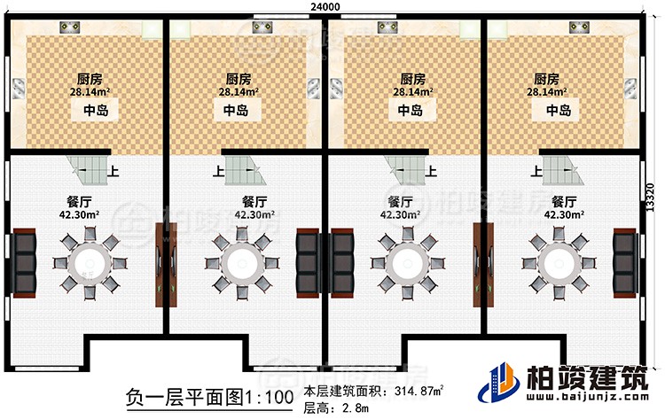 地下室:4厨房、4中岛、4餐厅