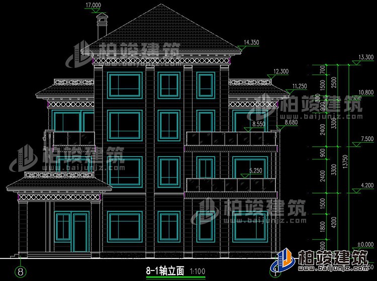 建筑立面图-新中式风格