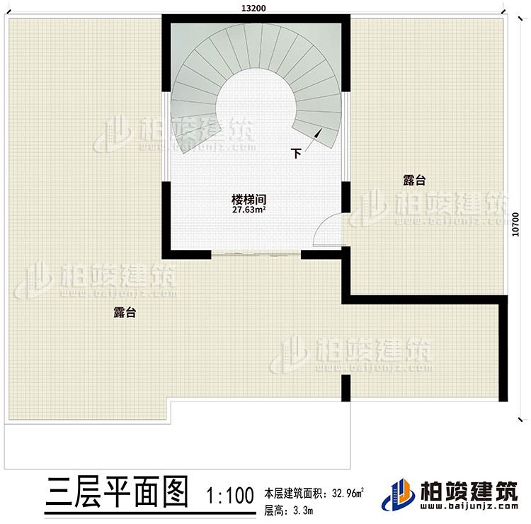 楼顶:楼梯间、2露台