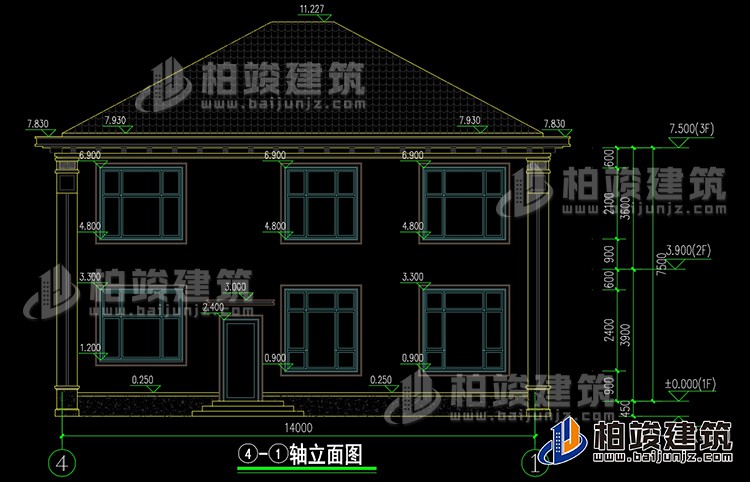 二层中式农村自建房别墅全套BZ2751-新中式风格